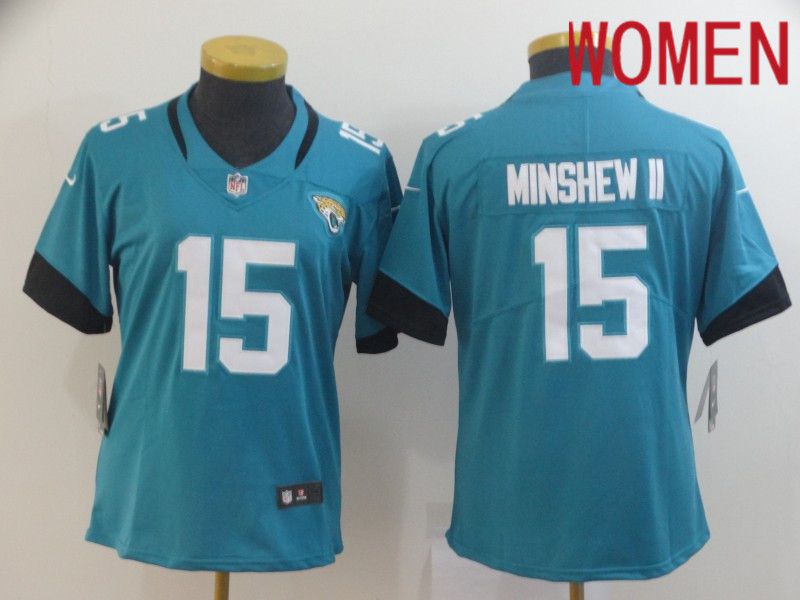 Women Jacksonville Jaguars #15 Minshew ii Green Nike Vapor Untouchable Limited Player NFL Jerseys